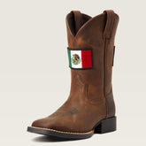 Orgullo Mexicano II Western Boot Kids - DISTRESSED BROWN