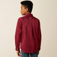 Team Logo Twill Classic Fit Shirt Kids - BURGUNDY/WHITE