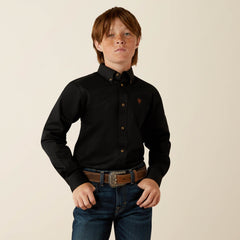 Solid Twill Classic Fit Shirt Kids - BLACK