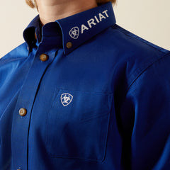 Team Logo Twill Classic Fit Shirt Kids - ULTRAMARINE/WHITE
