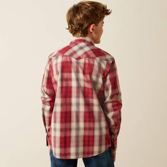 Retro Hawthorn Snap Shirt Kids - BRICK RED PLAID