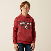 Ariat Liquid Stamp Flag Hoodie Kids - BRICK RED