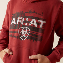 Ariat Liquid Stamp Flag Hoodie Kids - BRICK RED