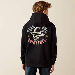 Ariat Stitched Skull Hoodie Kids - BLACK