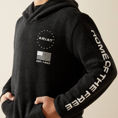 Ariat Sponsor Patriot Hoodie Kids - CHARCOAL HEATHER