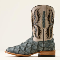 Ashwood Wide Square Toe Cowboy Boot Men - SKY BLUE PIRARUCU/SMOKEY CREAM