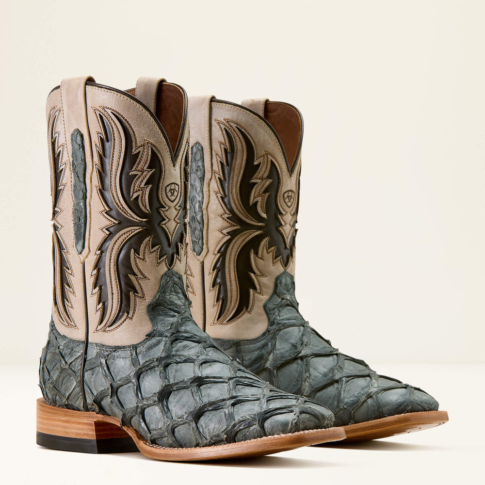 Ashwood Wide Square Toe Cowboy Boot Men - SKY BLUE PIRARUCU/SMOKEY CREAM