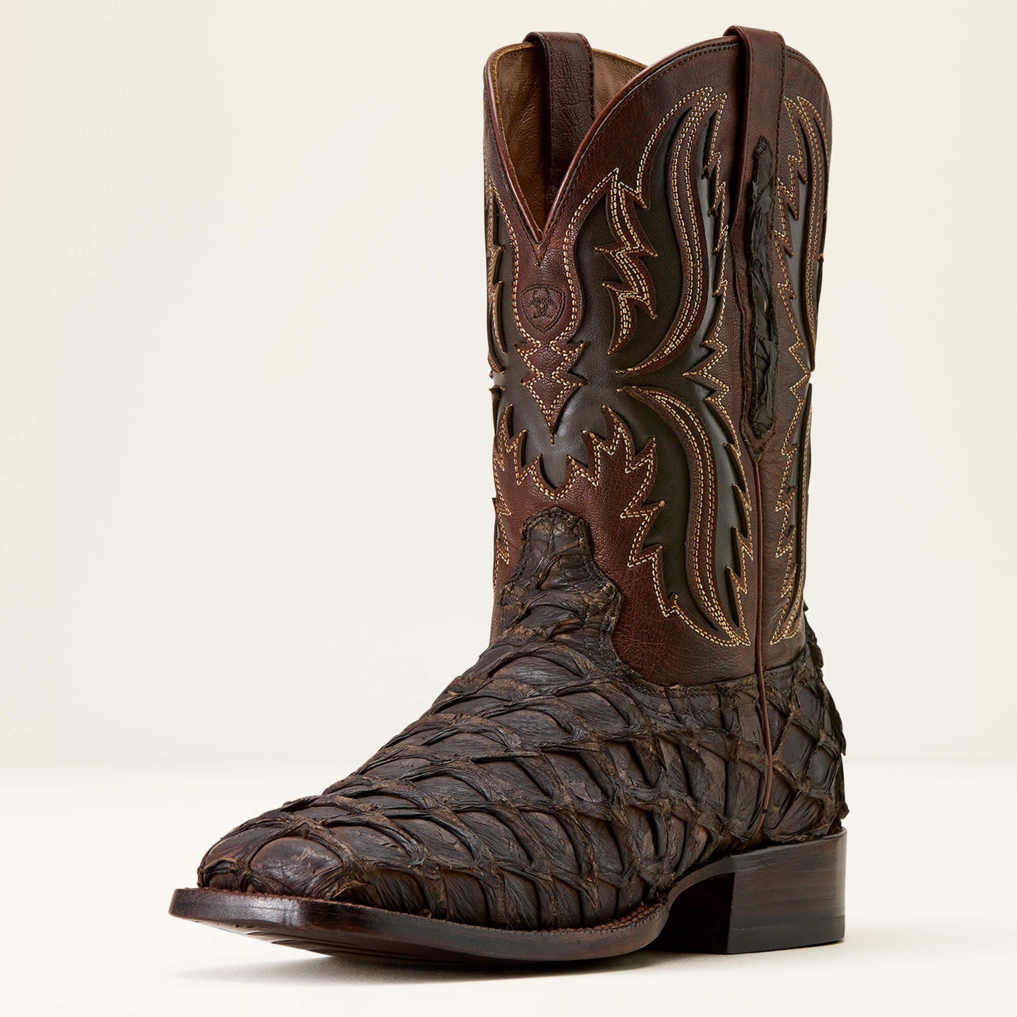 Ashwood Wide Square Toe Cowboy Boot Men - JAVA PIRARUCU/DEEP CHOCOLATE
