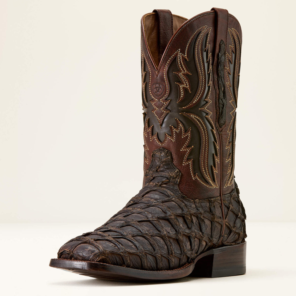 Ashwood Wide Square Toe Cowboy Boot Men - JAVA PIRARUCU/DEEP CHOCOLATE