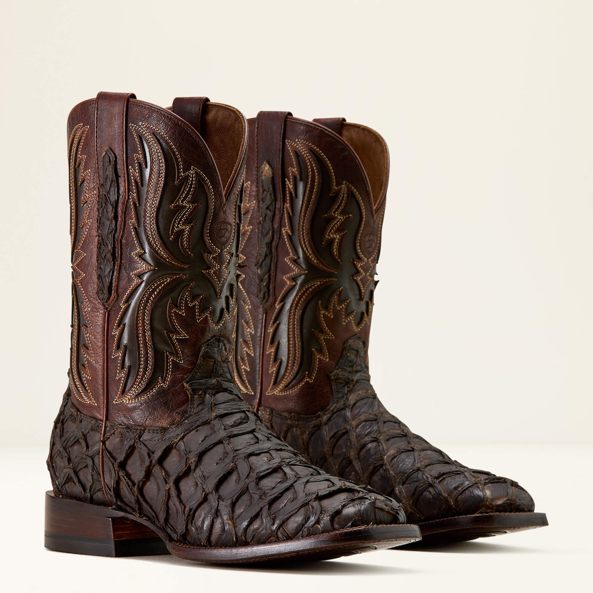 Ashwood Wide Square Toe Cowboy Boot Men - JAVA PIRARUCU/DEEP CHOCOLATE