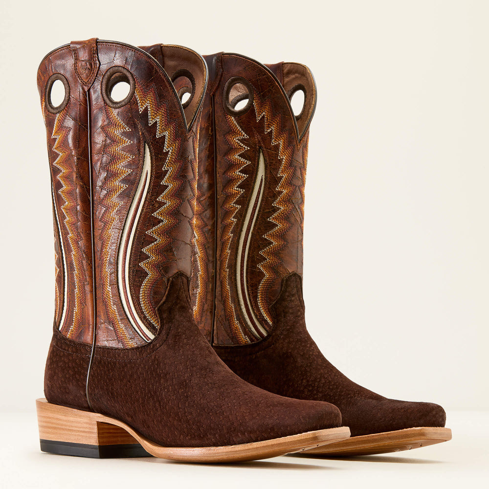 Futurity Dualin Narrow Cutter Toe Cowboy Boot Men - CHOCOLATE CARPINCHO/FLAMING COGNAC