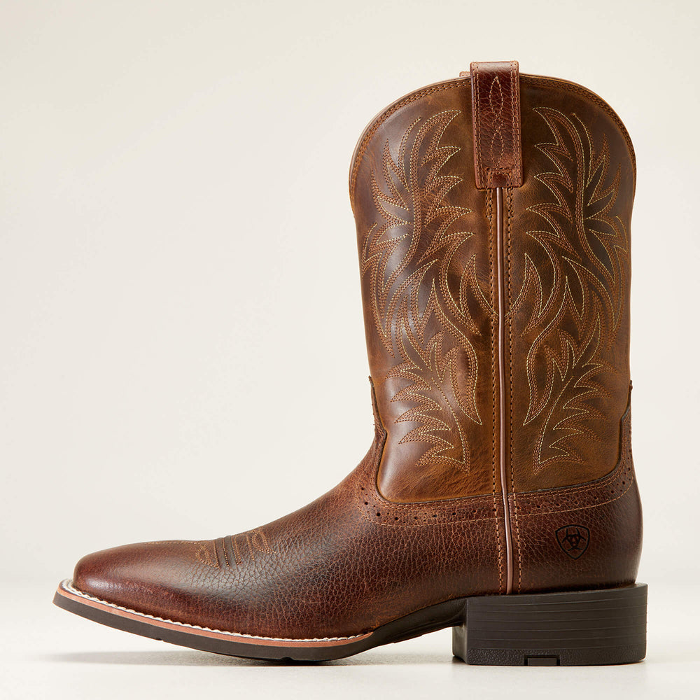 Sport Western Wide Square Toe Cowboy Boot Men - FIDDLE BROWN