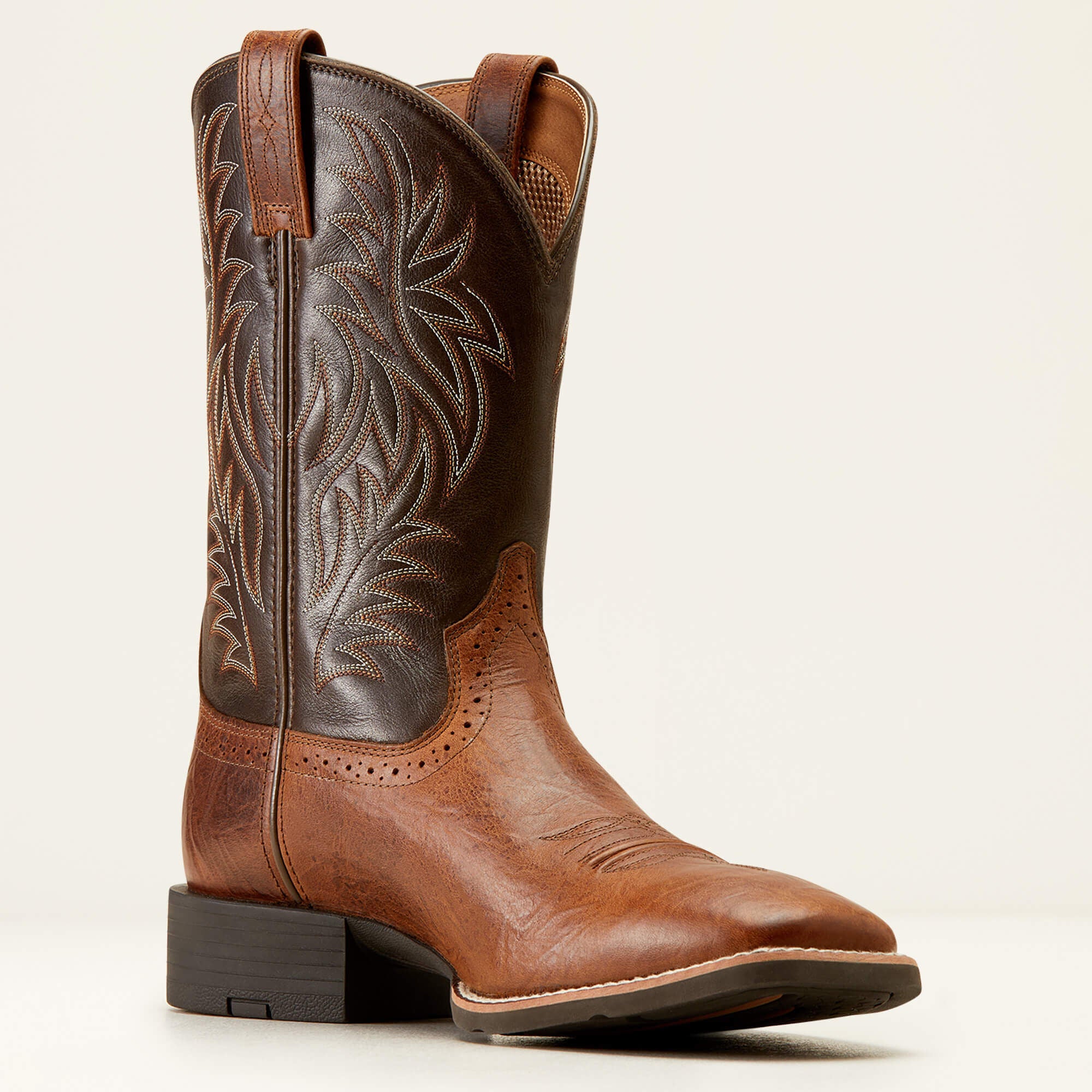 Sport Western Wide Square Toe Cowboy Boot Men - PEANUT BUTTER/CHAGA BROWN