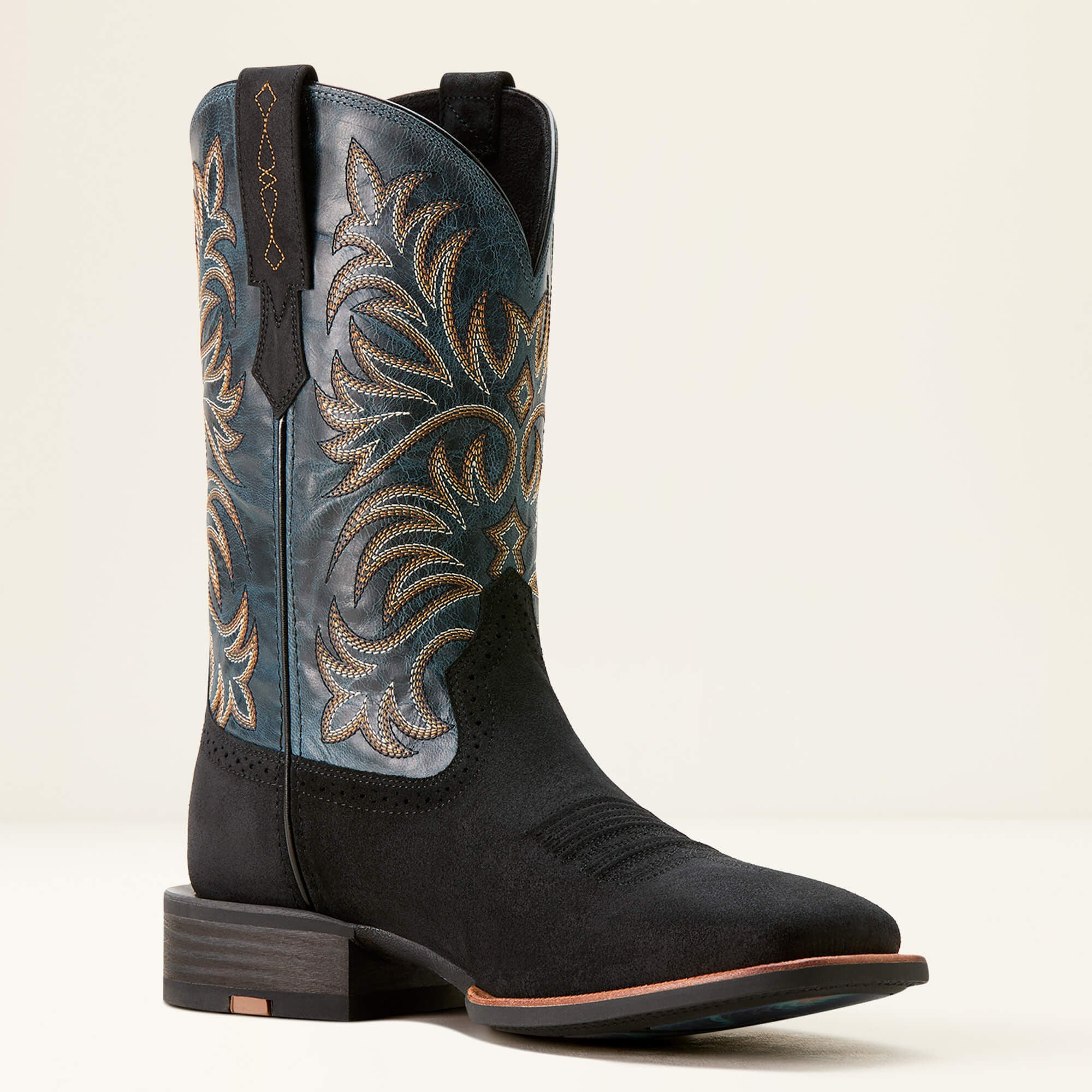Oakwood Cowboy Boot Men - BLACK SUEDE/DIRTY DENIM
