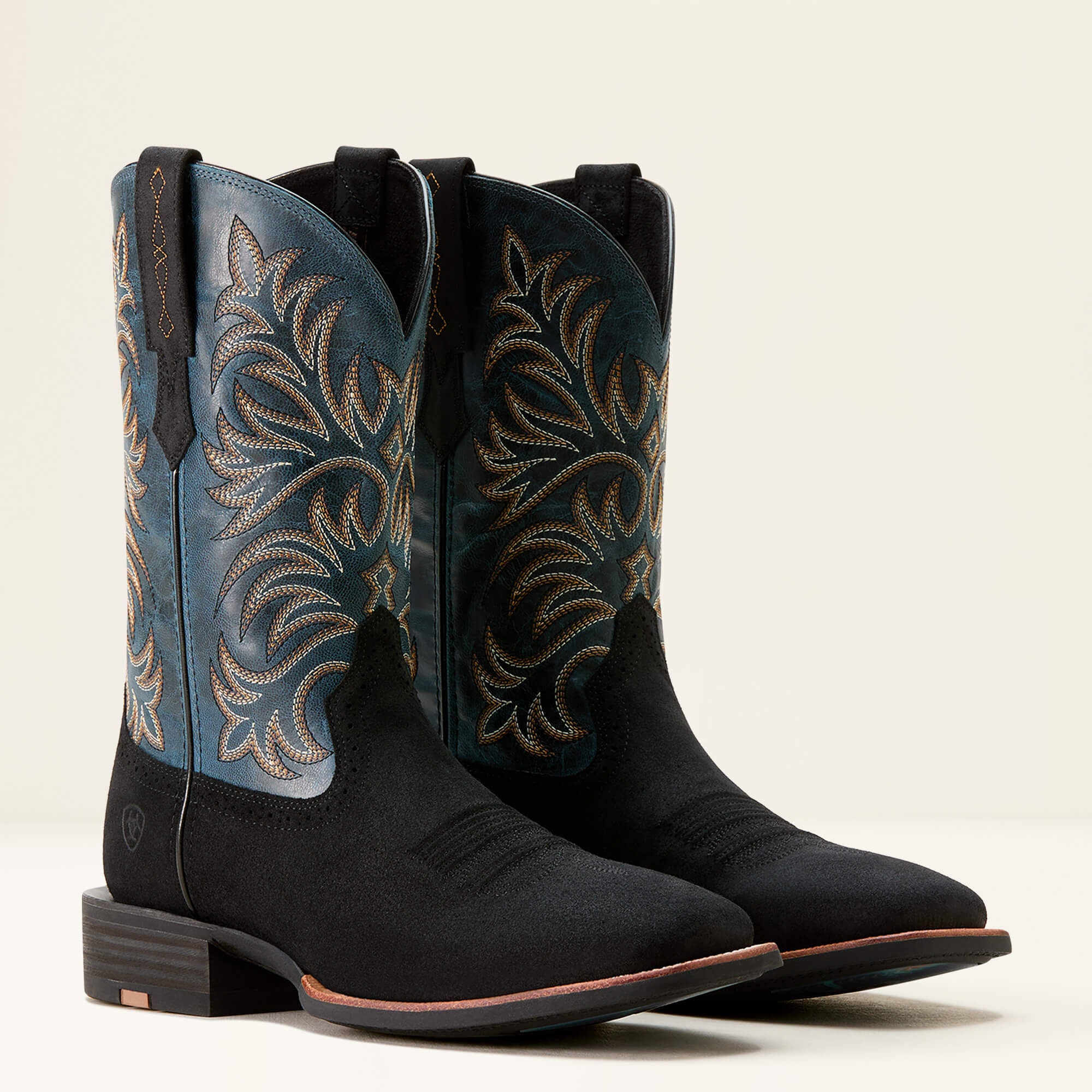 Oakwood Cowboy Boot Men - BLACK SUEDE/DIRTY DENIM