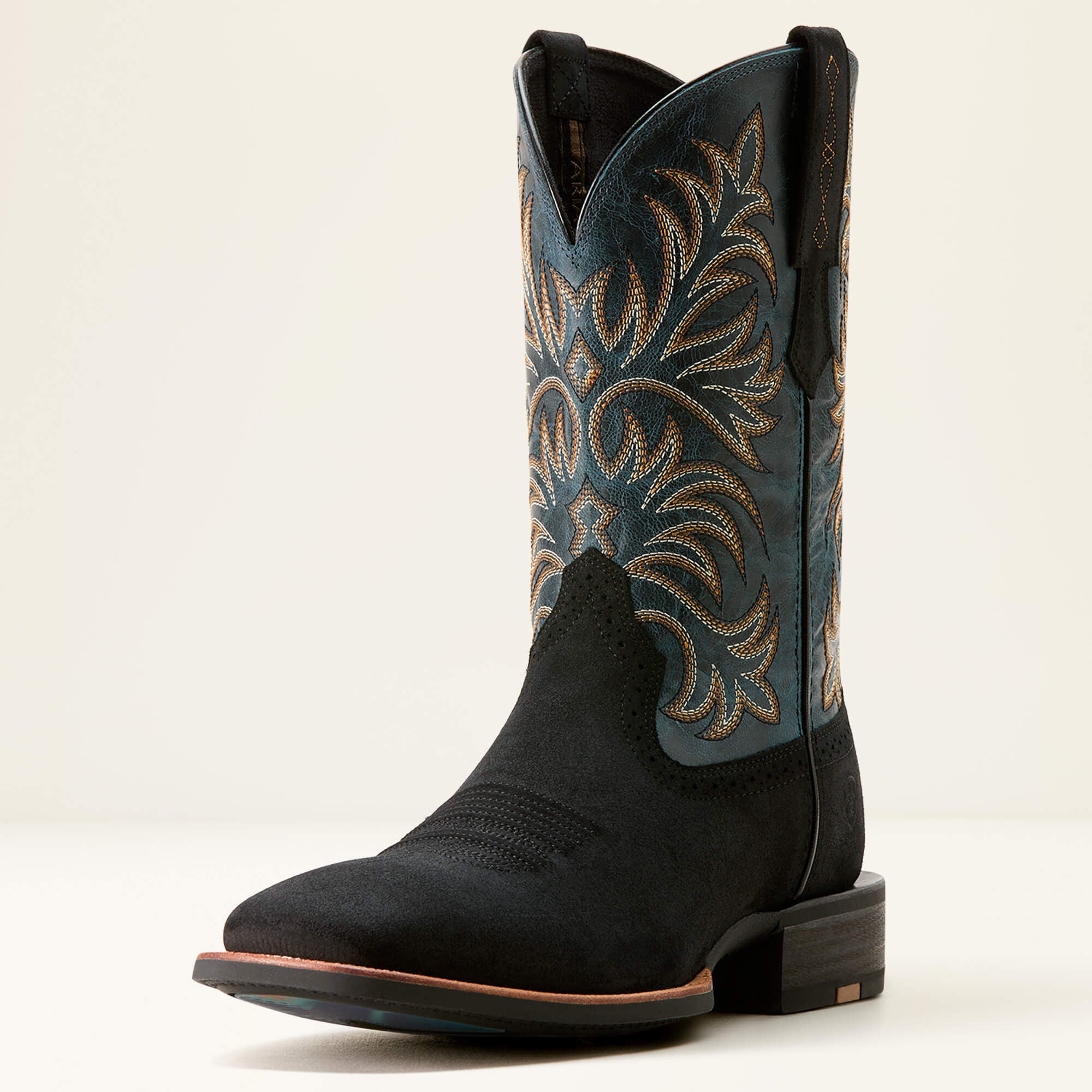 Oakwood Cowboy Boot Men - BLACK SUEDE/DIRTY DENIM