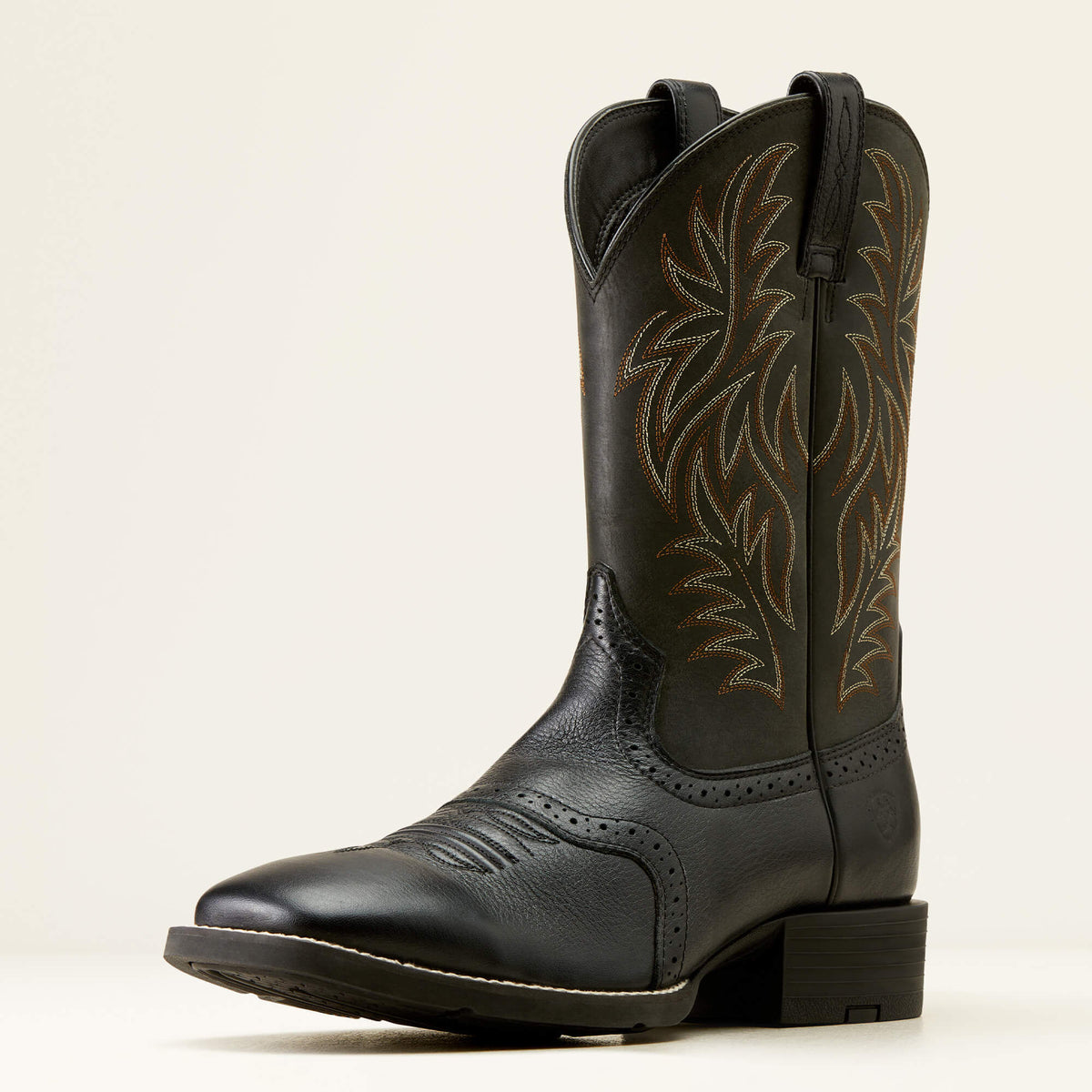 Sport Western Wide Square Toe Cowboy Boot Men - BLACK DEERTAN