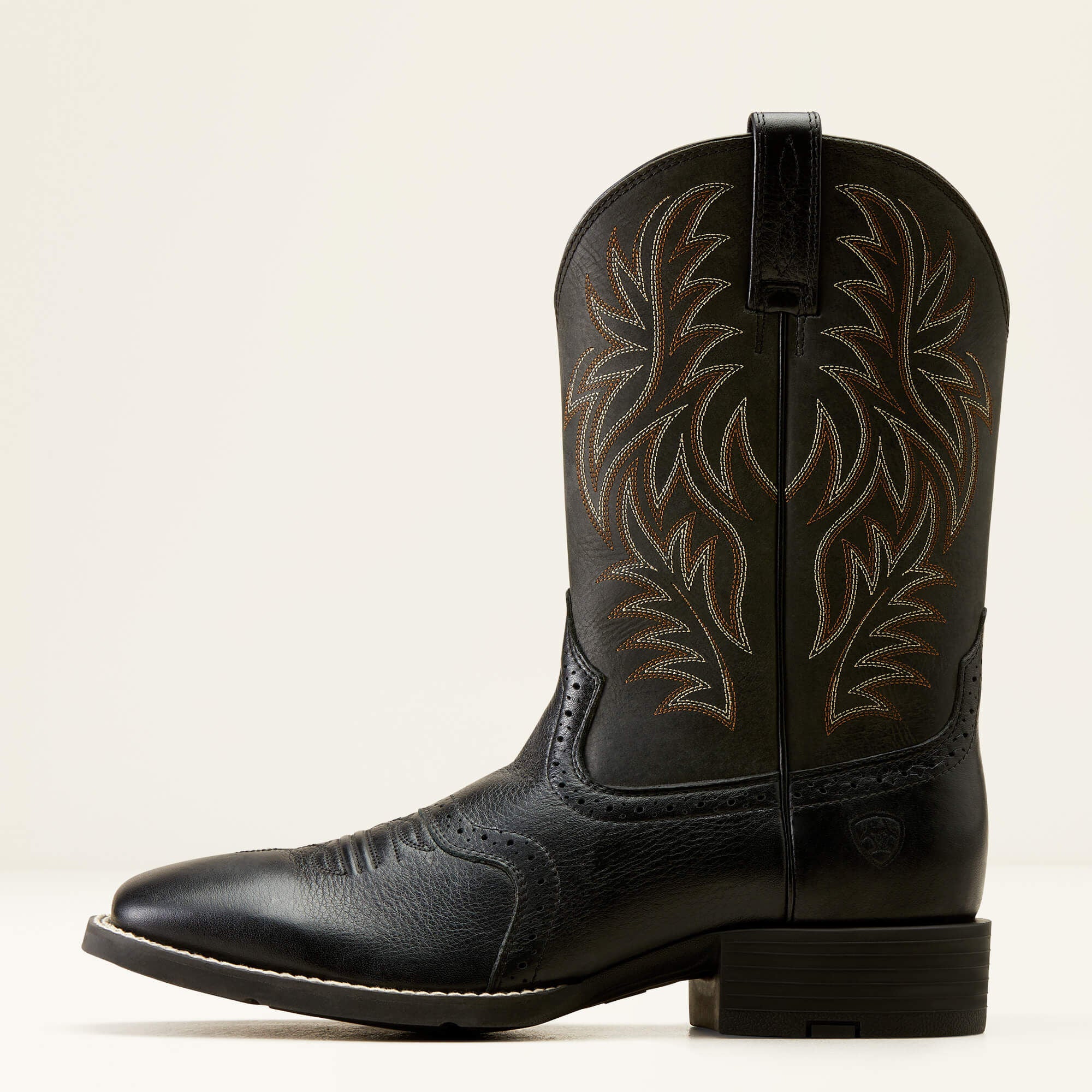 Sport Western Wide Square Toe Cowboy Boot Men - BLACK DEERTAN