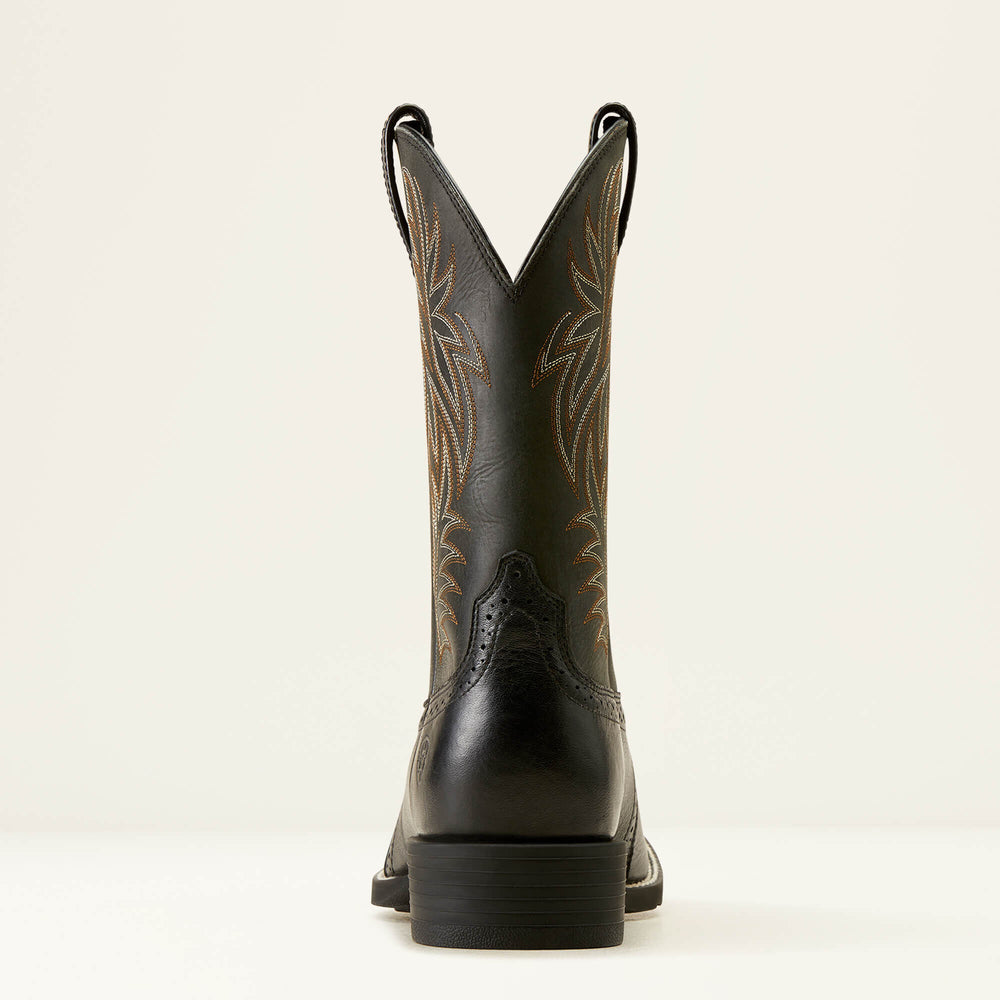 Sport Western Wide Square Toe Cowboy Boot Men - BLACK DEERTAN