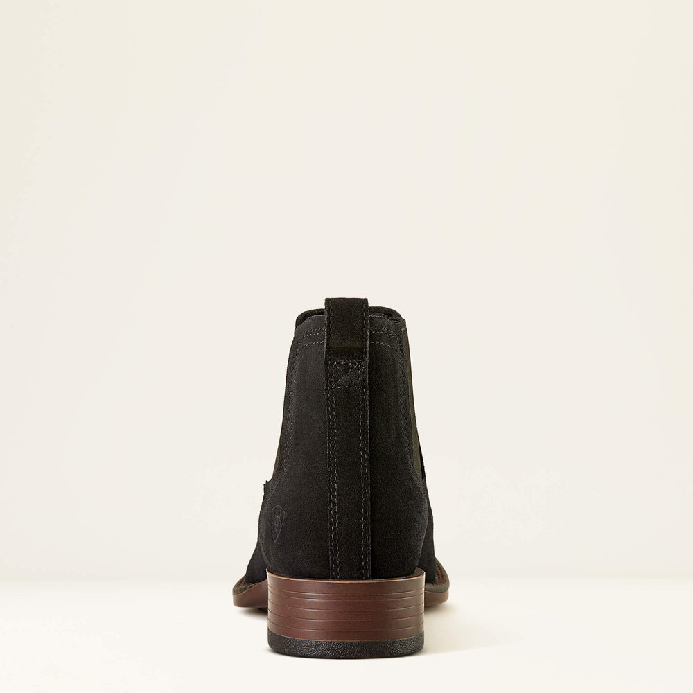 Booker Chelsea Wide Square Toe Western Boot Men - BLACK SUEDE