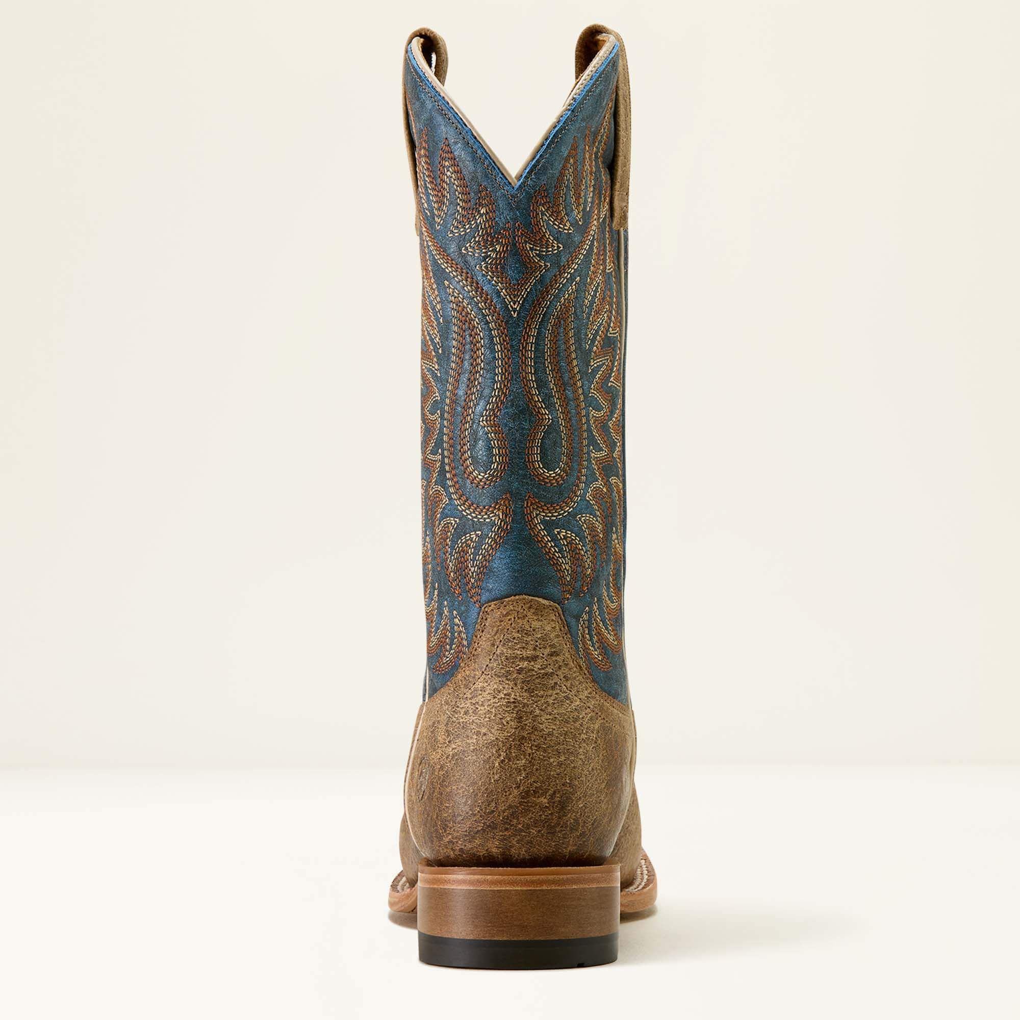 Gold Point Wide Square Toe Cowboy Boot Men - EARTH BROWN BISON/ROYAL BLUE