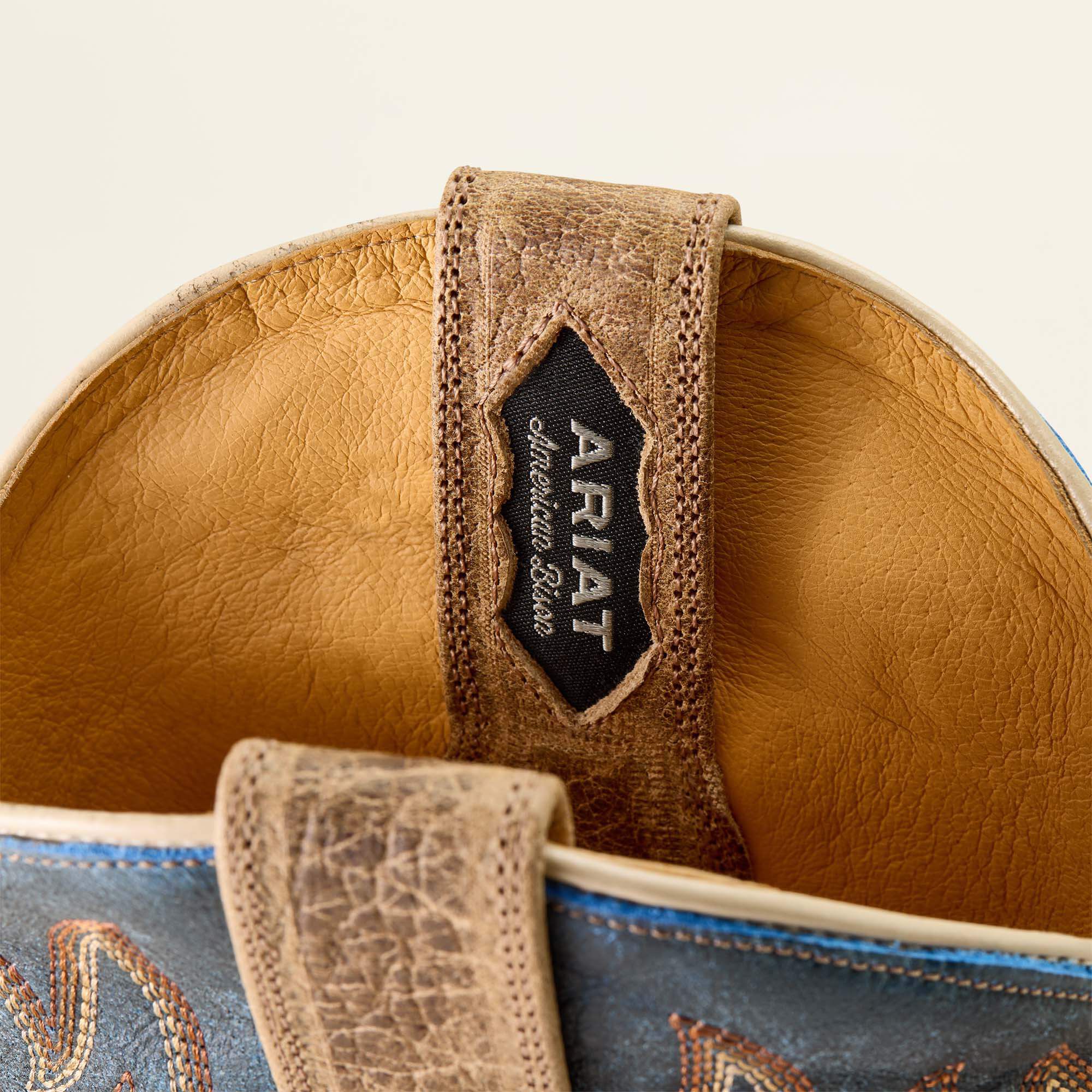 Gold Point Wide Square Toe Cowboy Boot Men - EARTH BROWN BISON/ROYAL BLUE