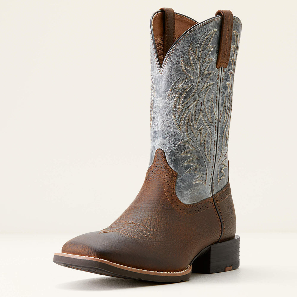 Sport Western Wide Square Toe Cowboy Boot Men - EARTH/GLACIER BLUE