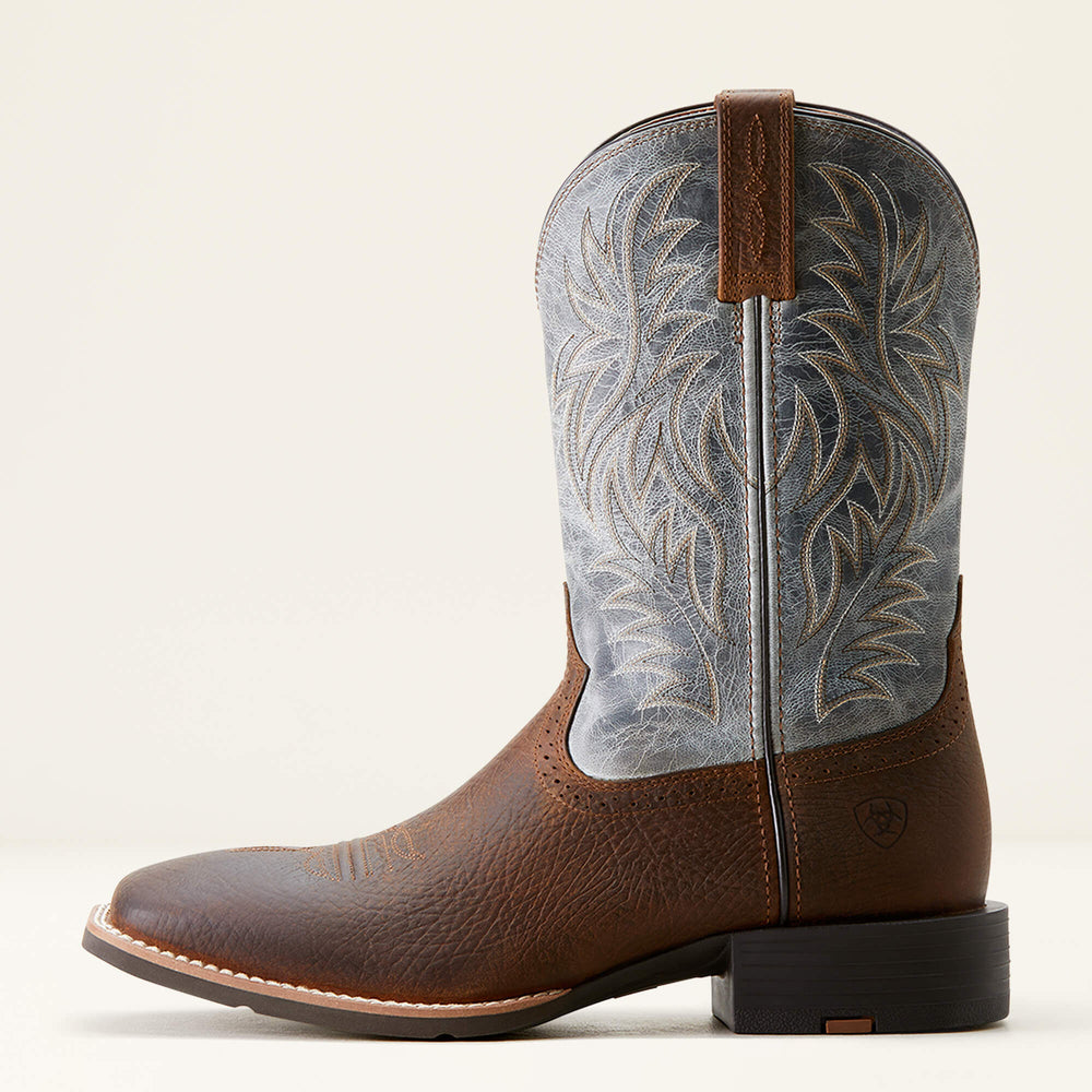 Sport Western Wide Square Toe Cowboy Boot Men - EARTH/GLACIER BLUE