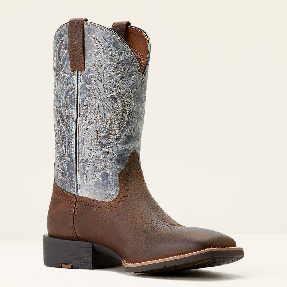 Sport Western Wide Square Toe Cowboy Boot Men - EARTH/GLACIER BLUE