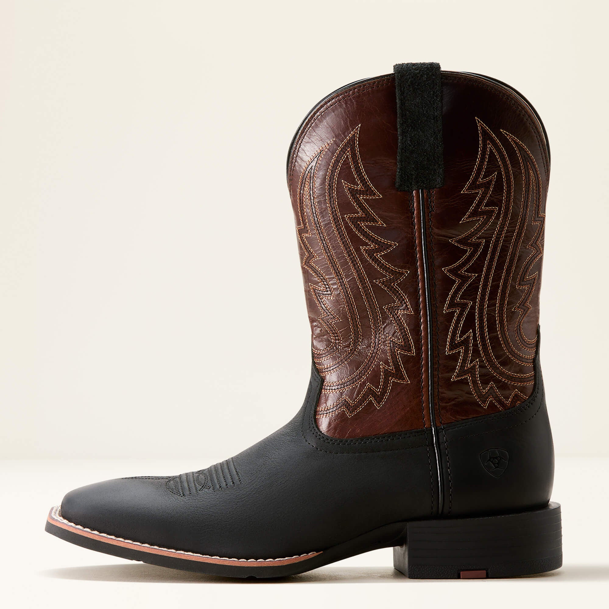 Sport Big Country Wide Square Toe Cowboy Boot Men - BASIC BLACK/MAHOGANY