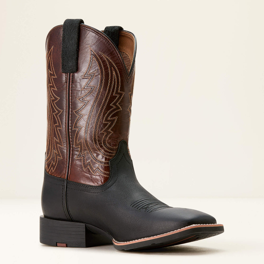 Sport Big Country Wide Square Toe Cowboy Boot Men - BASIC BLACK/MAHOGANY