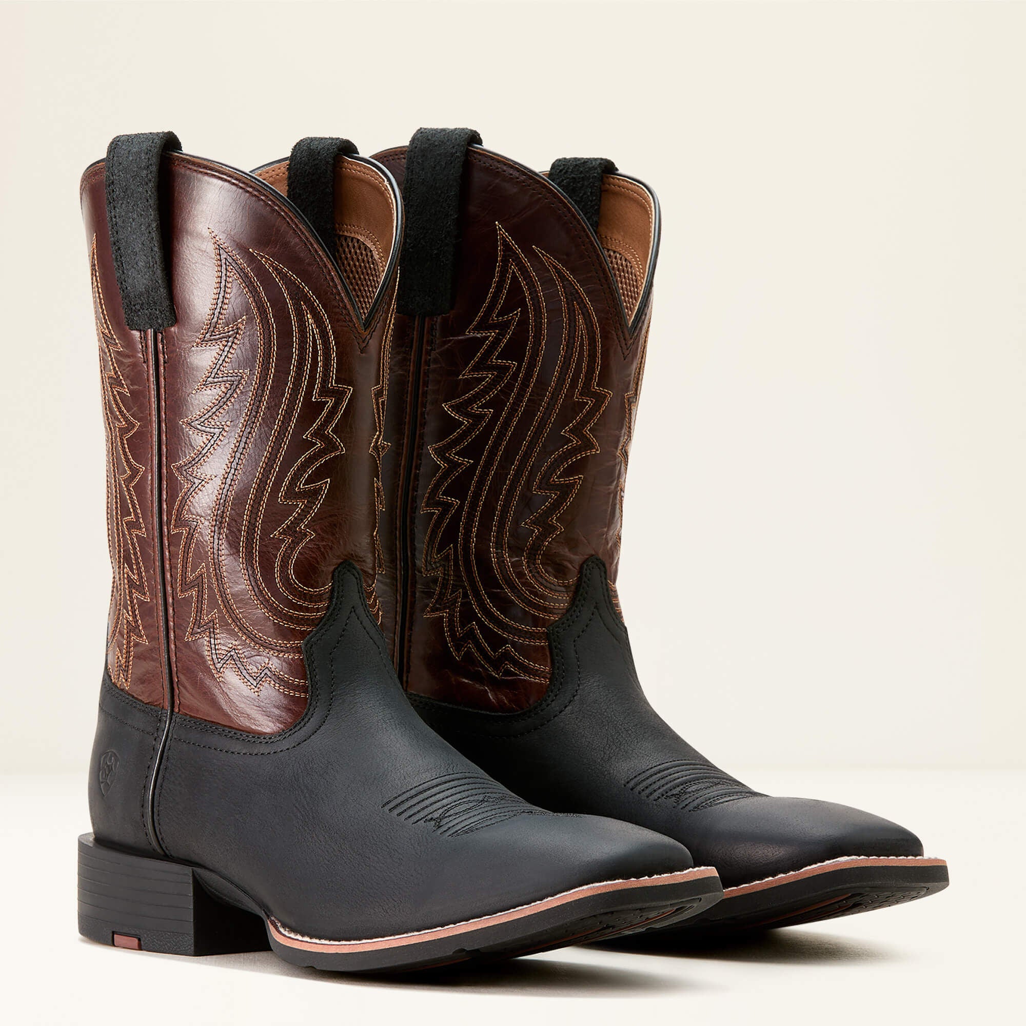 Sport Big Country Wide Square Toe Cowboy Boot Men - BASIC BLACK/MAHOGANY