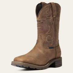 Hybrid Patriot Waterproof Western Boot Men - DISTRESSED BROWN