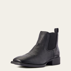 Booker Chelsea Wide Square Toe Western Boot Men - BLACK