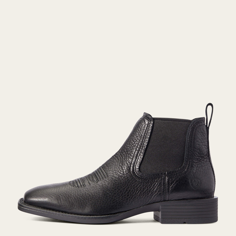Booker Chelsea Wide Square Toe Western Boot Men - BLACK