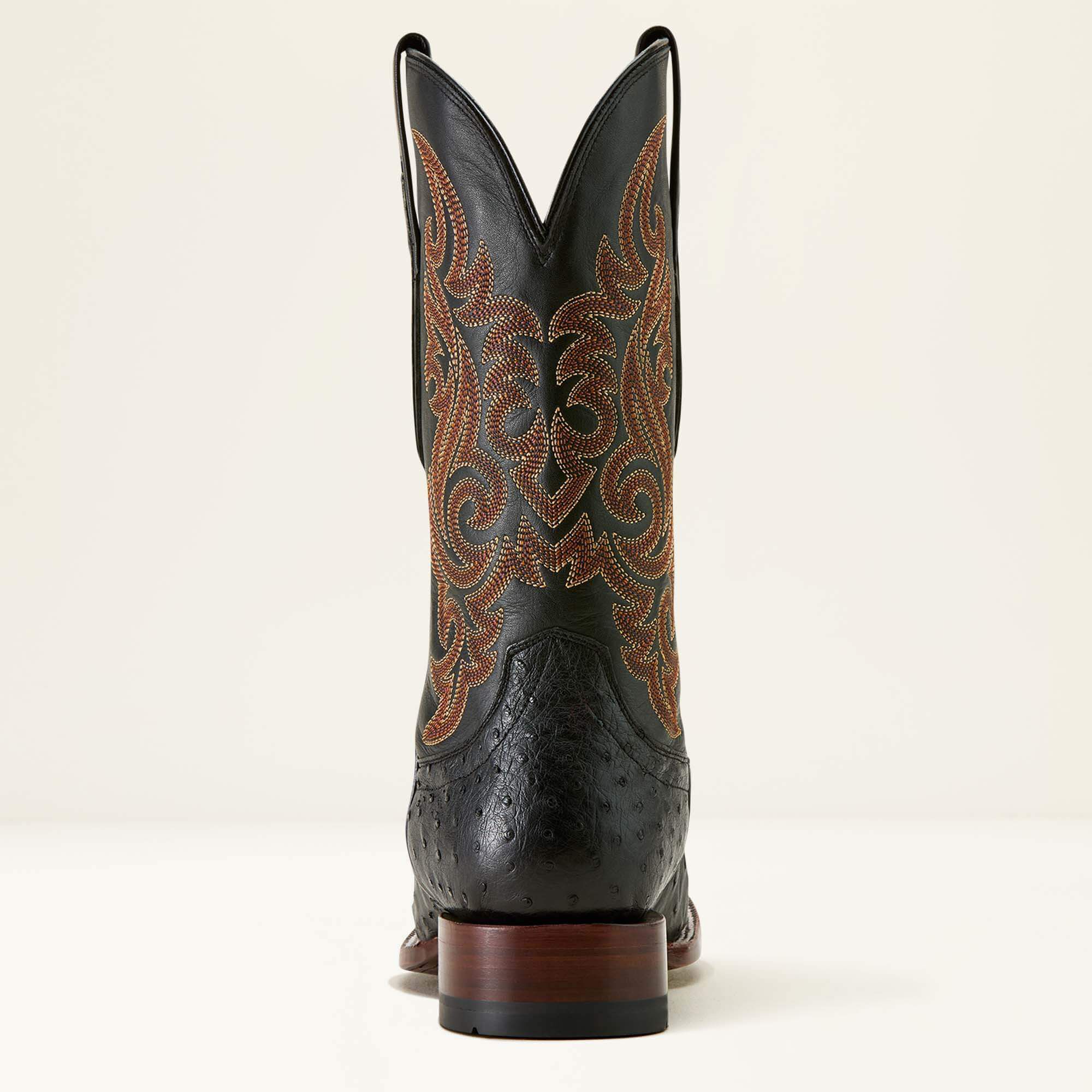 Classic Cash Wide Square Toe Western Boot Men - BLACK FULL QUILL OSTRICH/MIDNIGHT BLACK