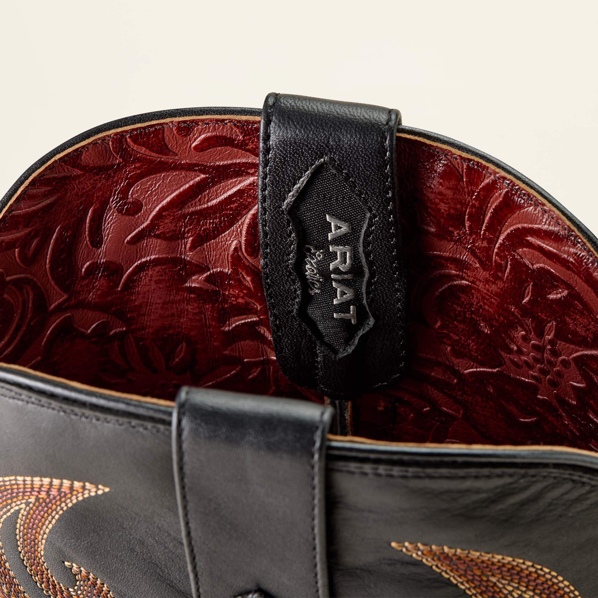 Classic Cash Wide Square Toe Western Boot Men - BLACK FULL QUILL OSTRICH/MIDNIGHT BLACK