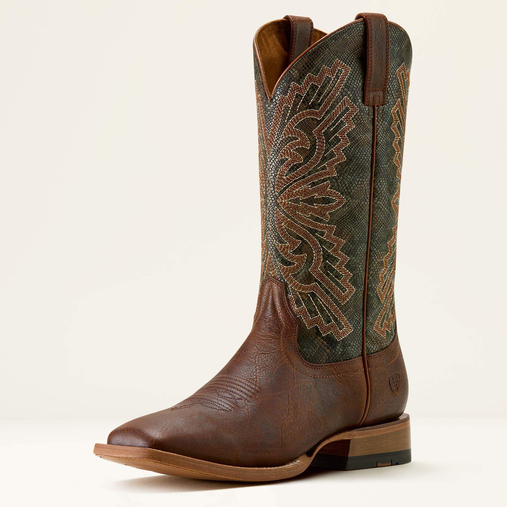 Sting Wide Square Toe Cowboy Boot Men - WARM COGNAC/VINTAGE SNAKE PRINT