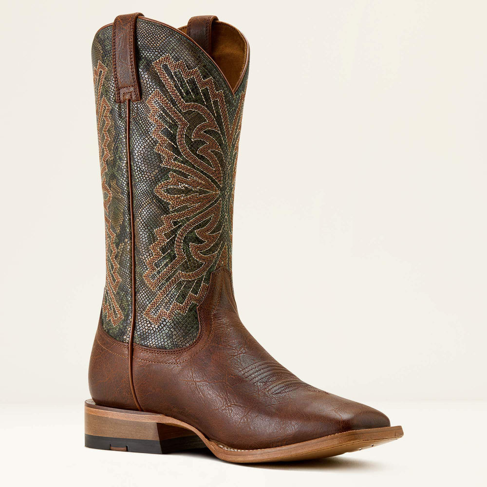 Sting Wide Square Toe Cowboy Boot Men - WARM COGNAC/VINTAGE SNAKE PRINT