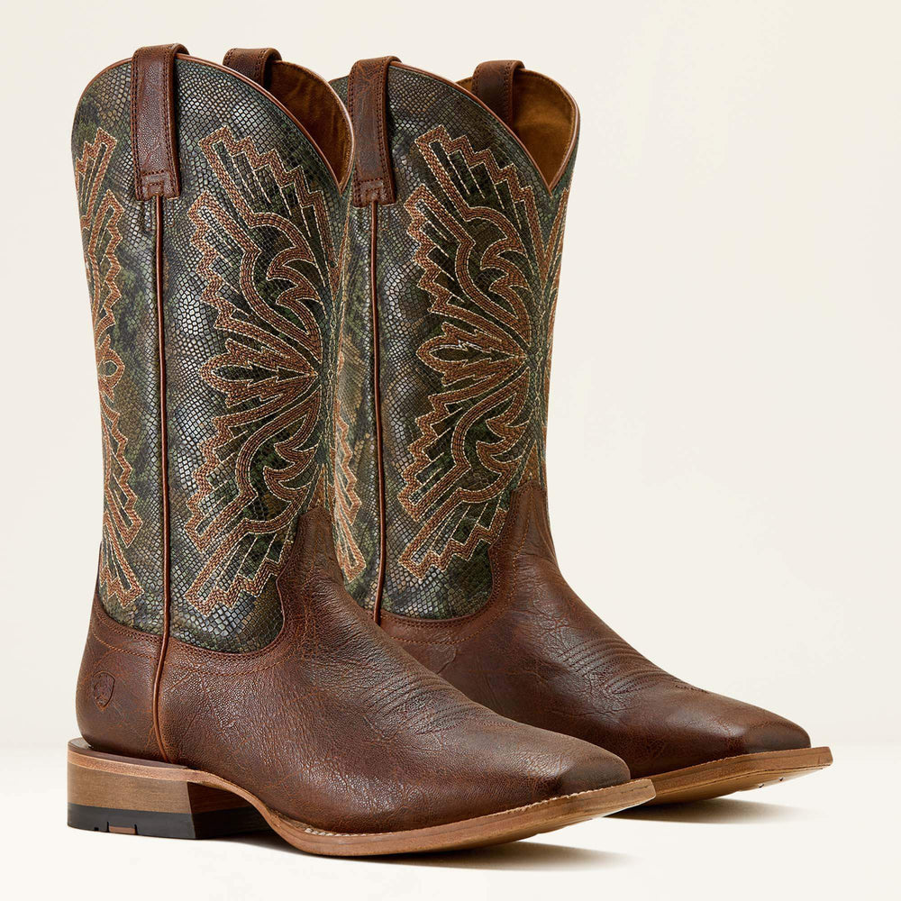 Sting Wide Square Toe Cowboy Boot Men - WARM COGNAC/VINTAGE SNAKE PRINT