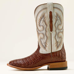 Classic Callen Wide Square Toe Western Boot Men - WHISKEY CAIMAN BELLY/WARM TAUPE