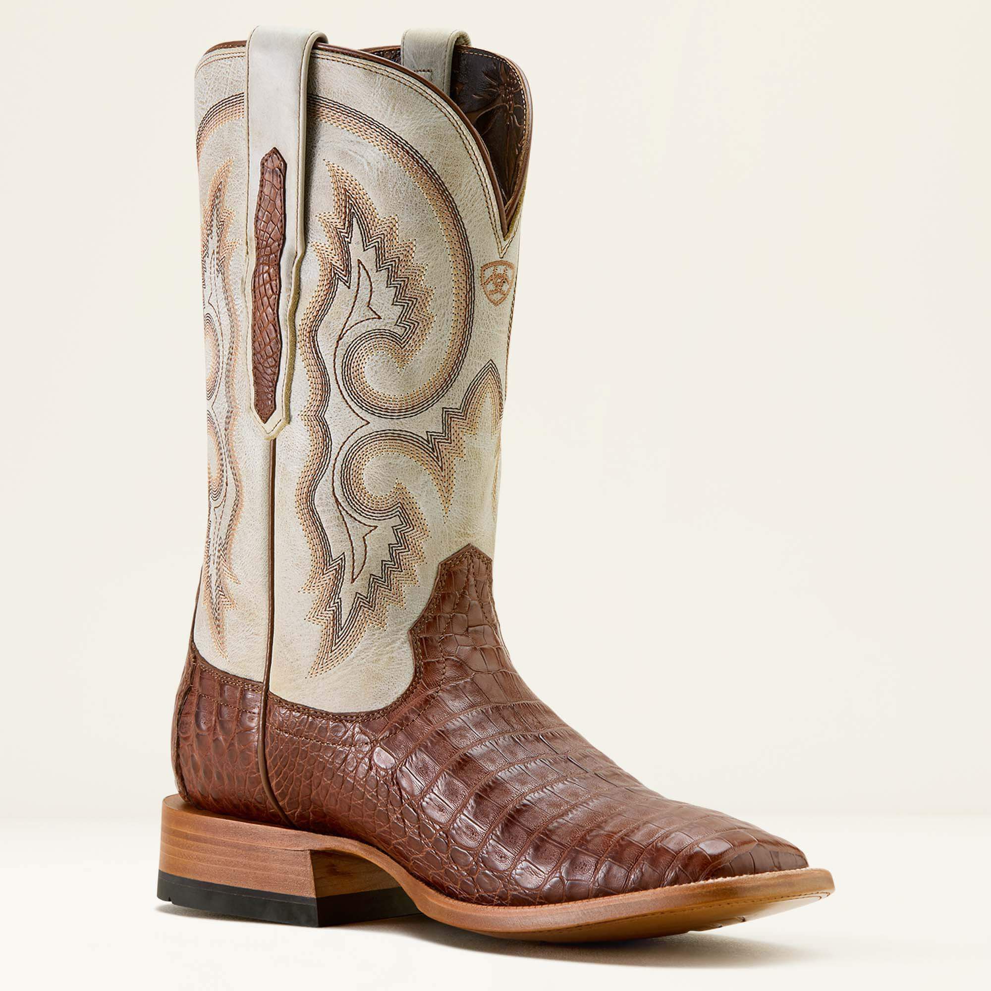 Classic Callen Wide Square Toe Western Boot Men - WHISKEY CAIMAN BELLY/WARM TAUPE