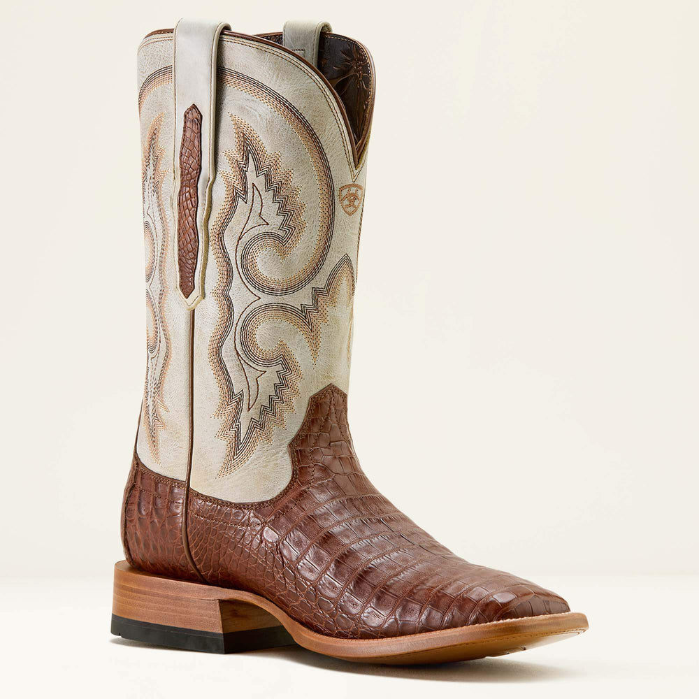 Classic Callen Wide Square Toe Western Boot Men - WHISKEY CAIMAN BELLY/WARM TAUPE