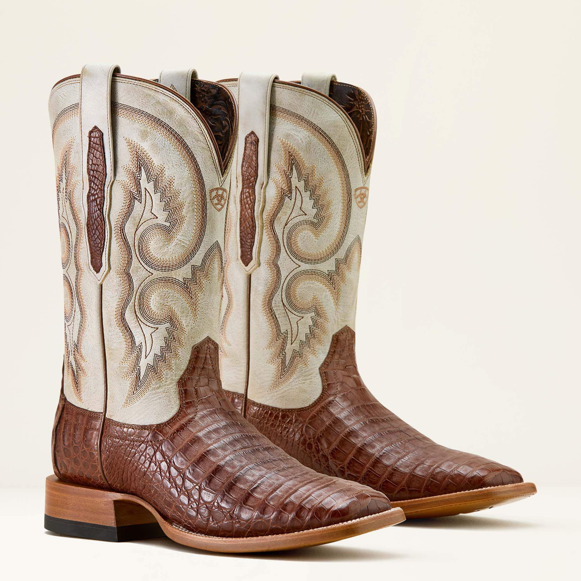 Classic Callen Wide Square Toe Western Boot Men - WHISKEY CAIMAN BELLY/WARM TAUPE