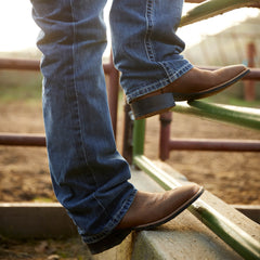 Sport Wide Square Toe Cowboy Boot Men - DISTRESSED BROWN