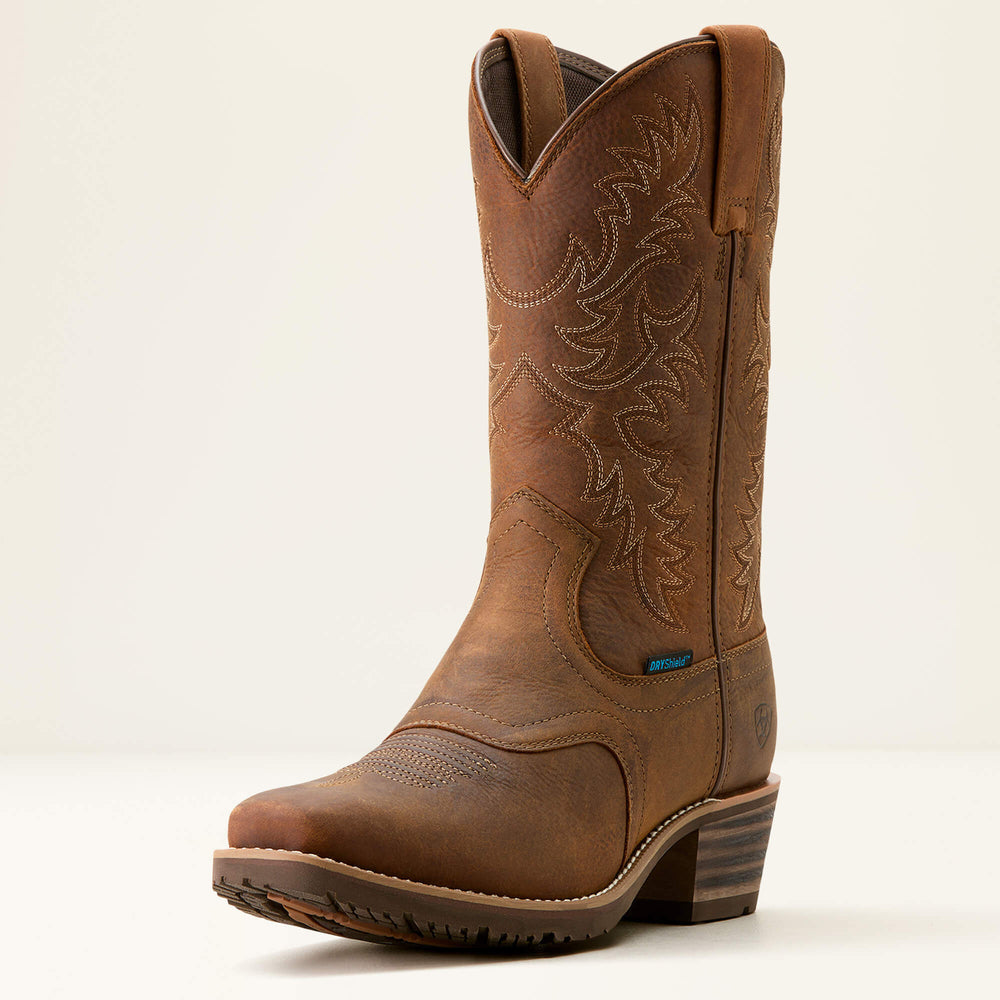 Hybrid Roughstock Square Toe Waterproof Cowboy Boot Men - STATUS BROWN