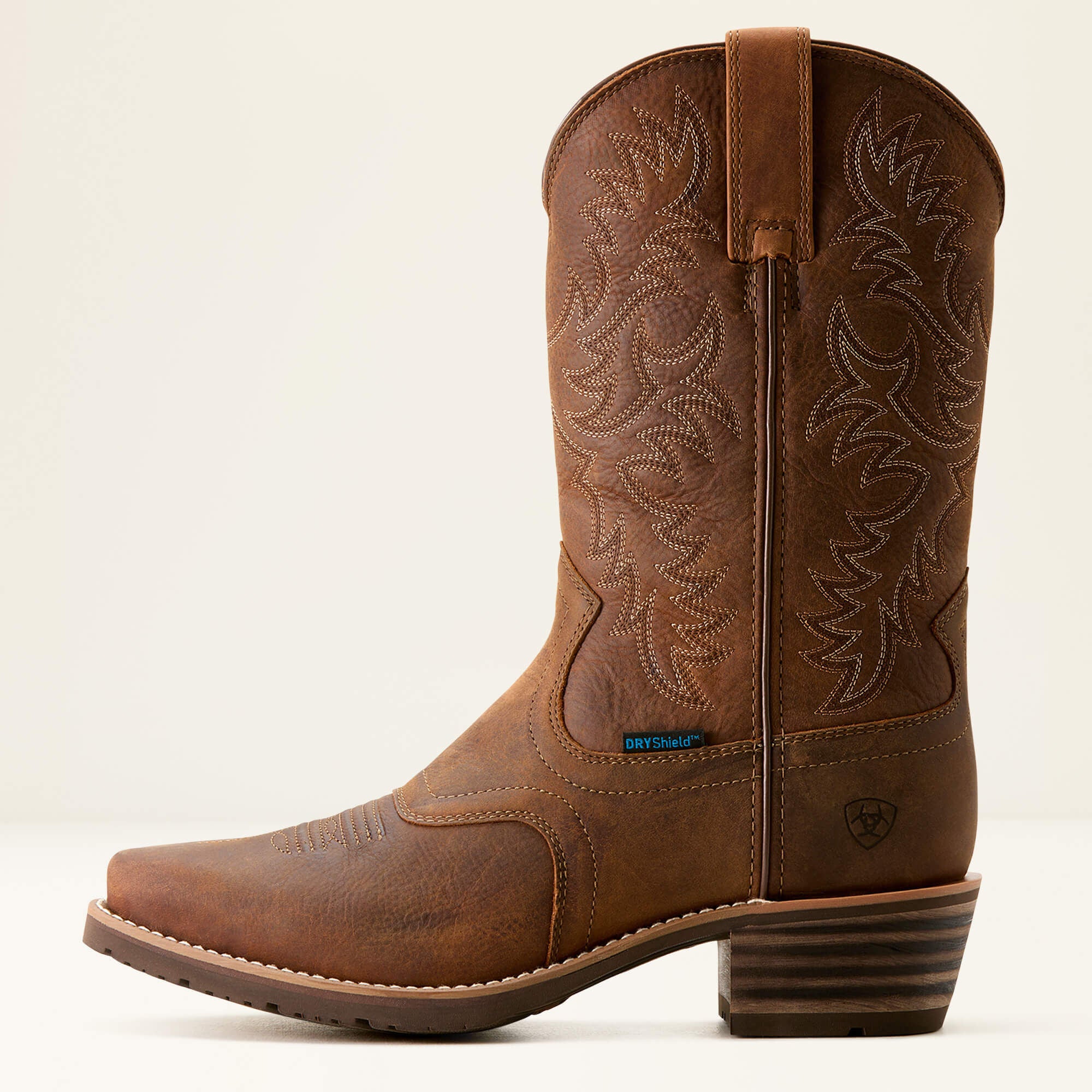 Hybrid Roughstock Square Toe Waterproof Cowboy Boot Men - STATUS BROWN