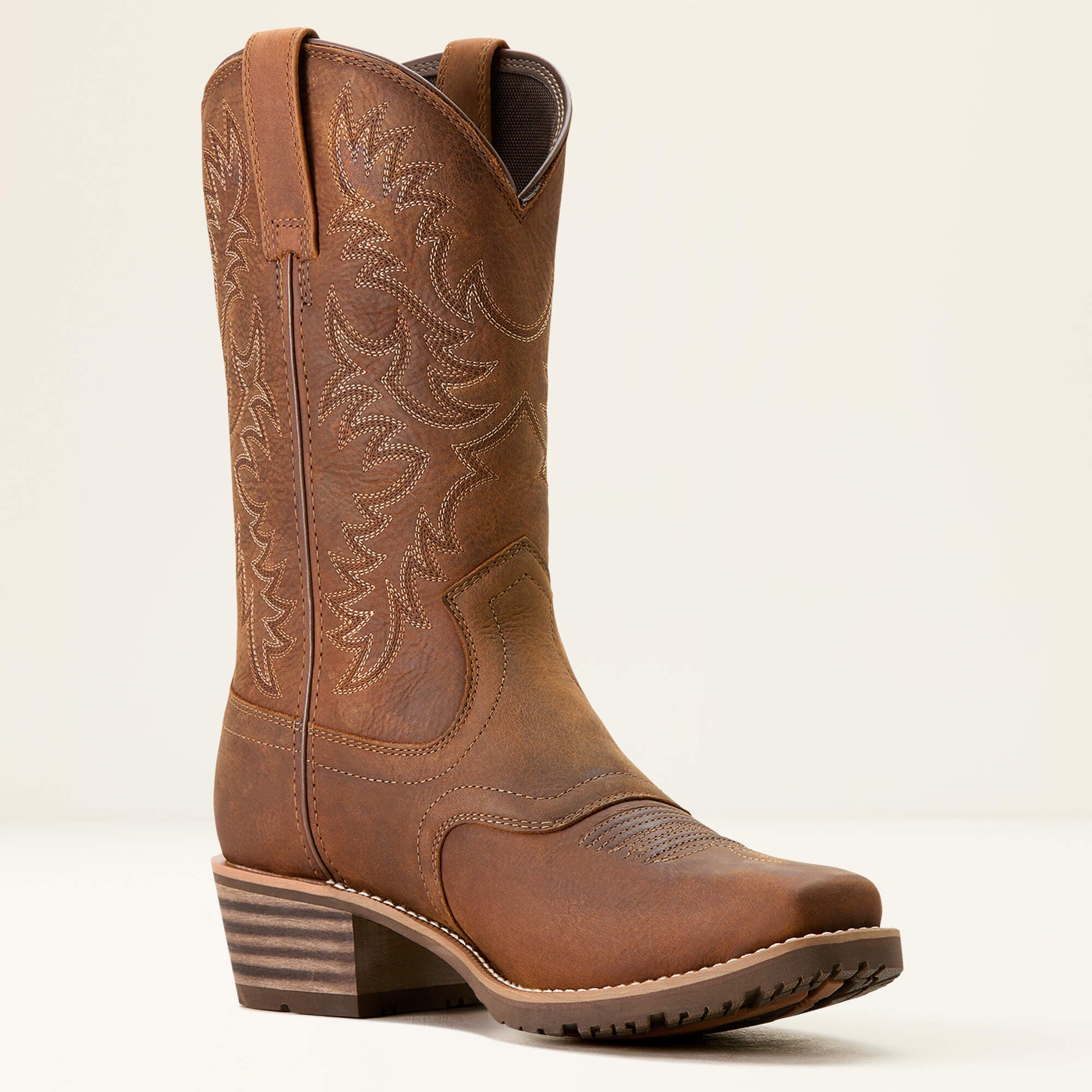 Hybrid Roughstock Square Toe Waterproof Cowboy Boot Men - STATUS BROWN