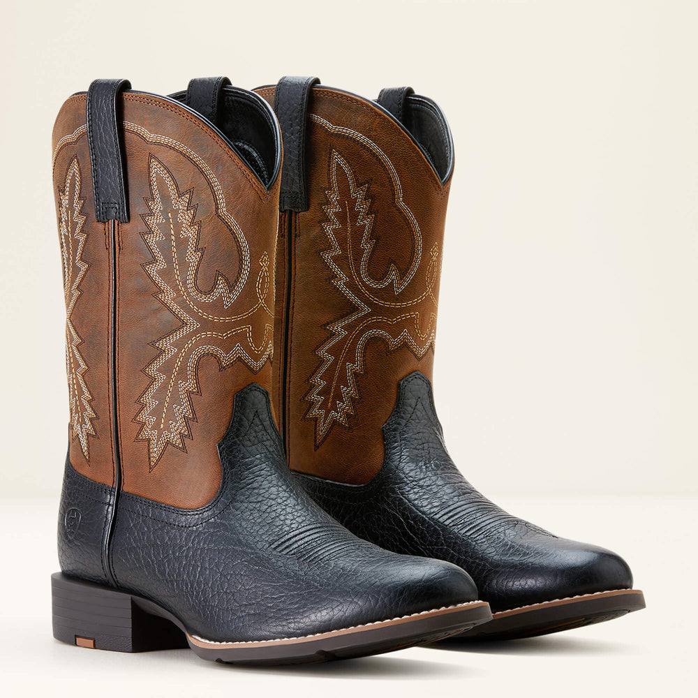 Sport Stratten Cowboy Boot Men - BLACK ADOBE/WEATHERED CHESTNUT