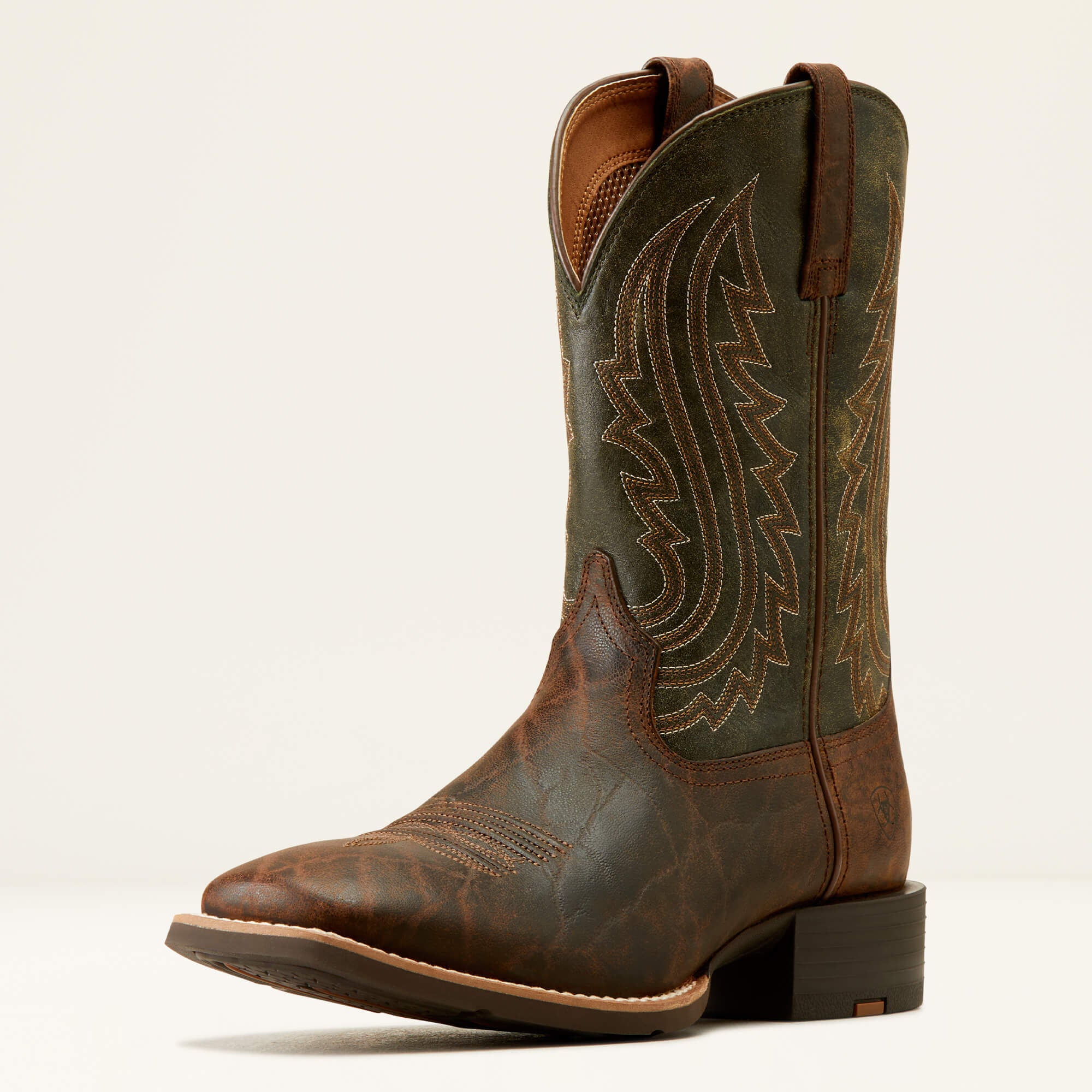 Sport Big Country Wide Square Toe Cowboy Boot Men - MAHOGANY ELEPHANT PRINT/FOREST GREEN